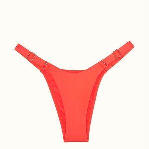 Victoria Secret Swim Brazilian Bikini Bottom L XL U-front Adjustable Strap Coral